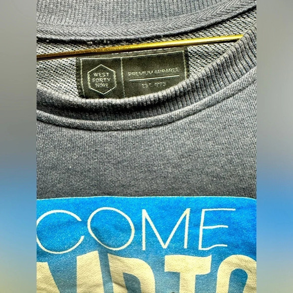 Vintage WEST 49 Welcome to Compton Easy-E light sweatshirt blue gray print USS - Picture 3 of 4